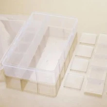 Organisateur de rangement en plastique transparent de 15 grilles, parfait pour les bijoux, l'artisanat et plus encore. Cadeau idéal pour la rentrée scolaire