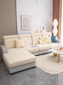 1pc Geometric Jacquard Stretchy Sofa Seat Cover - Beige - View 4