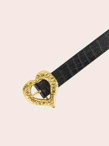 1 Miếng Của phụ nữ Đen Retro Kim loại Hình vẽ trái tâm Thắt lưng , Toàn trận Phong cách Đối với Mặc hàng ngày - màu đen - Xem 2