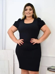 Plus Size Dresses - màu đen - Xem 3