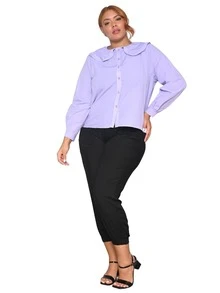 Women Blouses - 中紫紅色 - 查看 5