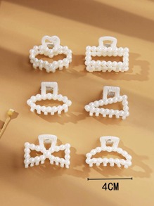 6pcs Women Faux Pearl Heart & Bow Design Elegant Hair Claw For Hair Decoration Valentine's Day Valentines Claw Clips Hair Clips Hair Jaw Clip Hair Clamps Hair Clutch Hair Catcher Clip