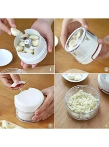 Mini Multi Processador Triturador de Alimento Portátil Manual 2 Lâminas Cozinha - Multicolorido - Visão 4