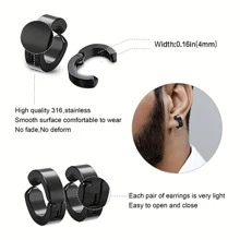 10 cặp/bộ Vòng bít tai trang trí chữ thập cho nam giới - 10 cặp khuyên tai giả - Xem 3