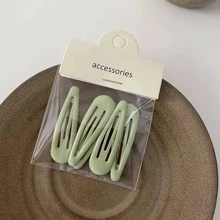 5入組女性素色時尚髮夾日常裝飾 - 綠色 - 查看 1
