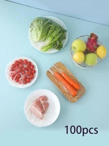 100pcs Disposable Preservation Cover, Leftover Food Preservation Film, Sealing Cover, Refrigerator, Food Preservation, Tableware, Dustproof Cover