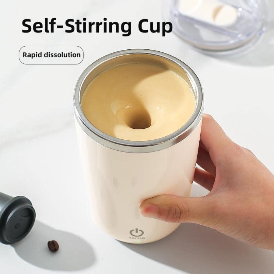 1pc ABS Self-stirring Cup, Modern Portable Self-stirring Cup For Kitchen - Beige - View 1