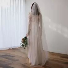 Single Long 2 Meters Plain Yarn Tail Band Hair Comb White Bridal Veil Fall Clothes For Women - White - View 1