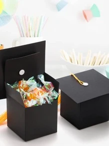 5pcs/set Paper Packaging Box, Creative Tassel Decor Graduation Hat Design Candy Packaging Box For Graduation Party