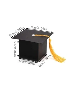 5pcs/set Paper Packaging Box, Creative Tassel Decor Graduation Hat Design Candy Packaging Box For Graduation Party