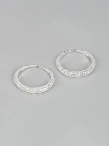 Aretes de aro de plata esterlina con detalles de brillo para días festivos - Plateado - Ver 3