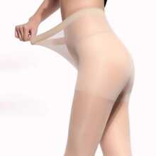 1雙超薄包芯絲褲襪帶襠網布防勾絲無縫透明尼龍絲襪空姐用 - 咖啡棕 - 查看 2