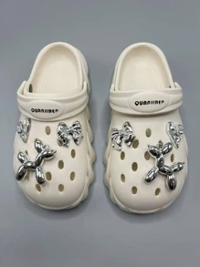 6pcs Bow Design Shoe Decorations, Stylish Shoe Decorations For Clogs - White - View 1