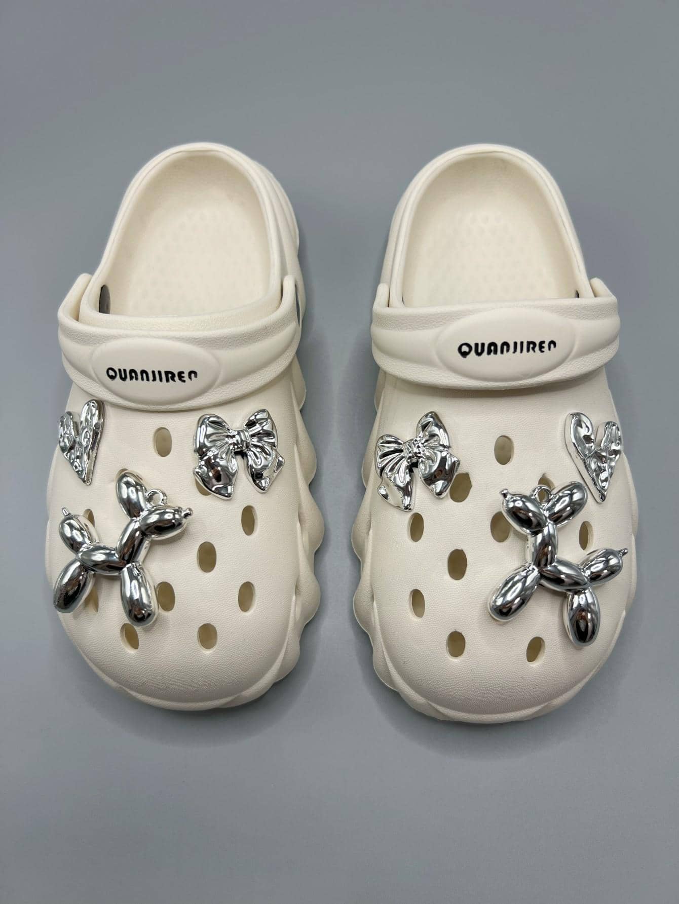 6pcs Bow Design Shoe Decorations, Stylish Shoe Decorations For Clogs - White - View 1