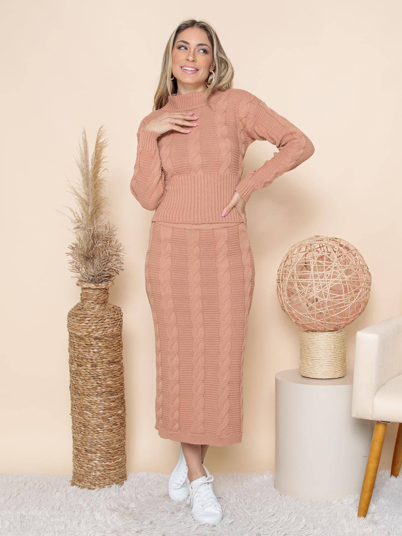 Women Sweater Co-ords - màu nâu - Xem 1