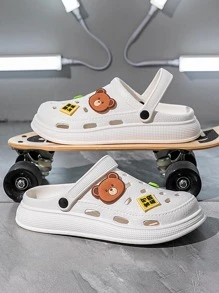 男士卡通裝飾鏤空通風時尚戶外乙烯-乙酸乙烯共聚物洞洞鞋 - 白色 - 查看 4