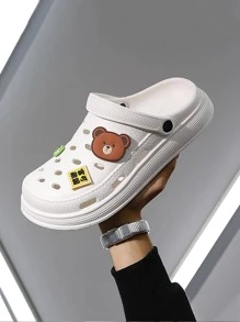 男士卡通裝飾鏤空通風時尚戶外乙烯-乙酸乙烯共聚物洞洞鞋 - 白色 - 查看 7