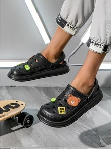 Trang trí phim hoạt hình nam Guốc rỗng có lỗ thông hơi, Guốc eva ngoài trời thời trang - màu đen - Xem 3