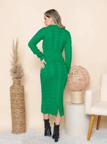 Women Sweater Co-ords - màu xanh lá - Xem 2