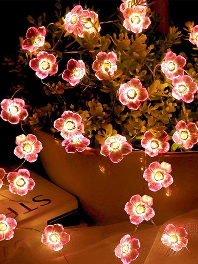 1pc Cherry Blossom Shaped Copper Wire String Lamp, Suitable For Home Decoration Gifts