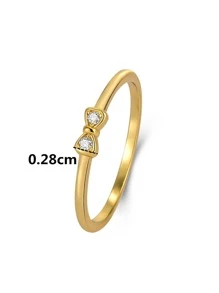 蝴蝶結裝飾純銀圓環 - 金色 - 查看 6