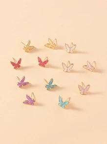 6pairs/set Butterfly Stud Earrings - Multicolor - View 4