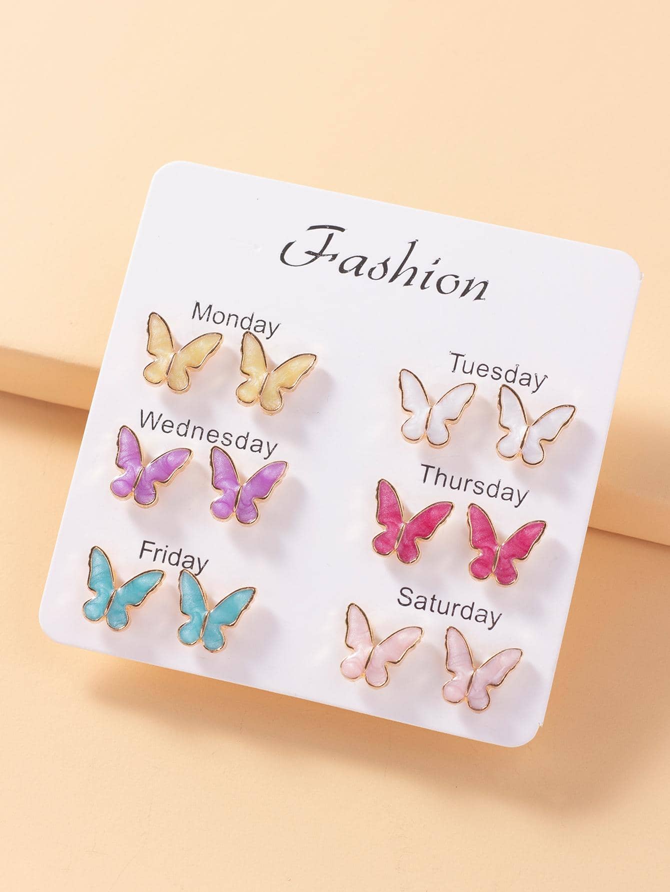 6pairs/set Butterfly Stud Earrings - Multicolor - View 1