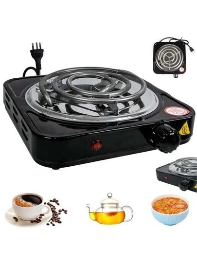 Fogão Fogareiro Elétrico De Mesa Camping Uma Boca Espiral Portátil Pratico Cooktop 1000w Potente