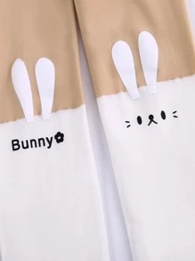 2對女童對比顏色卡通兔印花丝襪，全季節可穿，可愛的休閒風格適合日常穿著，可與裙子搭配 - 彩色 - 查看 6