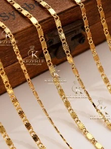 Corrente Aço Masculino E Feminino Com Folheamento Dourado Aço49 - Dourado - Visão 1