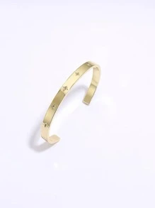 1入韓國時尚星形開口手鐲,歐美豪華風格,情人節禮物 - 金黃色 - 查看 1