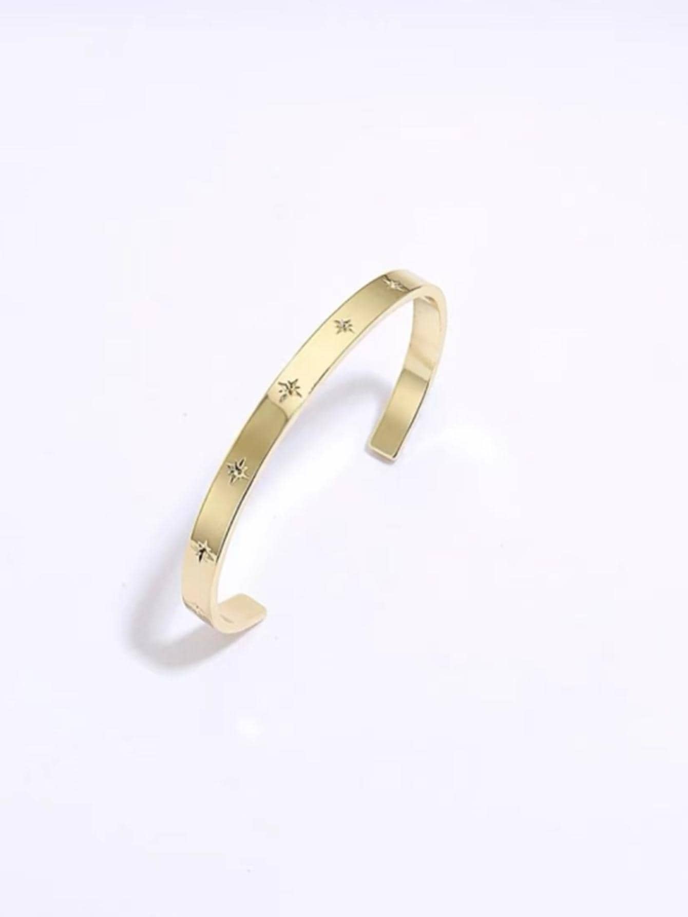 1入韓國時尚星形開口手鐲,歐美豪華風格,情人節禮物 - 金黃色 - 查看 1