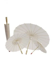 1把古风纸伞 DIY彩绘伞，涂鸦中式空白纸伞，玩具伞，艺术迷你小伞装饰，最佳礼物 - 白色 - 查看 5