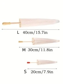 1把古风纸伞 DIY彩绘伞，涂鸦中式空白纸伞，玩具伞，艺术迷你小伞装饰，最佳礼物 - 白色 - 查看 7