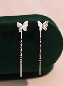 Pendientes de enhebrador con diseño de mariposa plata esterlina - Mariposa - Ver 5