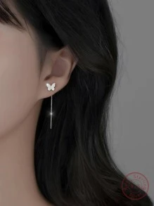 Pendientes de enhebrador con diseño de mariposa plata esterlina - Mariposa - Ver 1