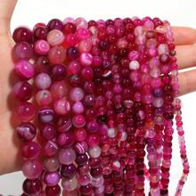 1 Strand Natural Agate Loose Beads Gemstone Round Beads Natural Stone Round Beads Striped for Jewelry Making DIY Bracelet Necklace Beads 4/6/8/10/12mm