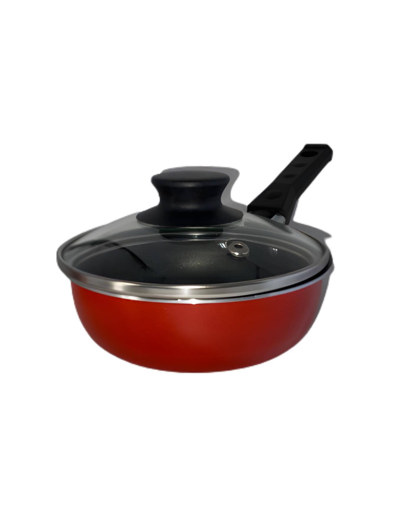 Frigideira Ovo Antiaderente Pequena C/tampa Vidro 12 Cm - Vermelho - Visão 1