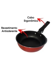 Frigideira Ovo Antiaderente Pequena C/tampa Vidro 12 Cm - Vermelho - Visão 2