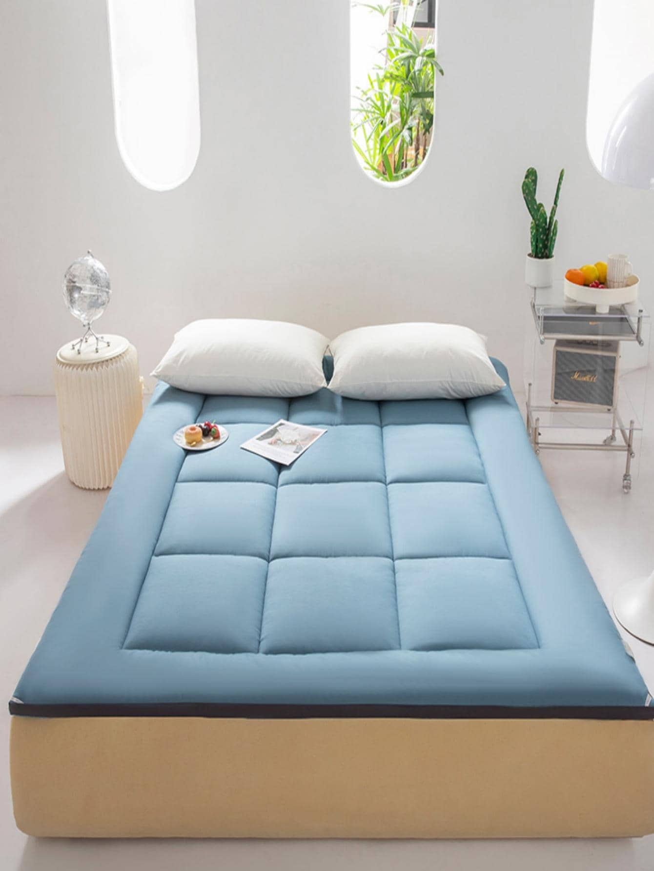 1 pieza liso Colchón simple de tela Colchón para dormitorio - Azul - Ver 1