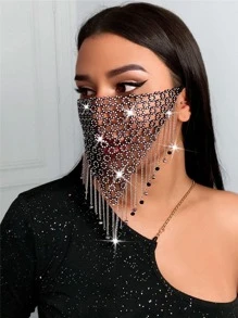 Khiên che mặt trang trí bằng đá rhinestone - màu đen - Xem 2