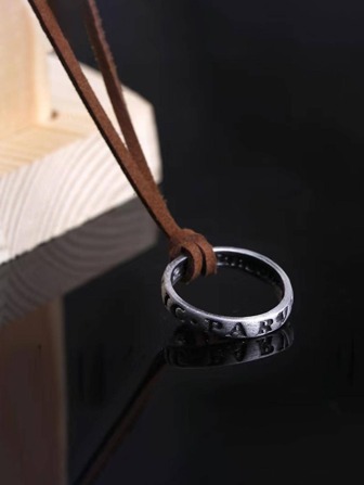 Men Ring Charm Necklace Zinc Alloy Antique Silver