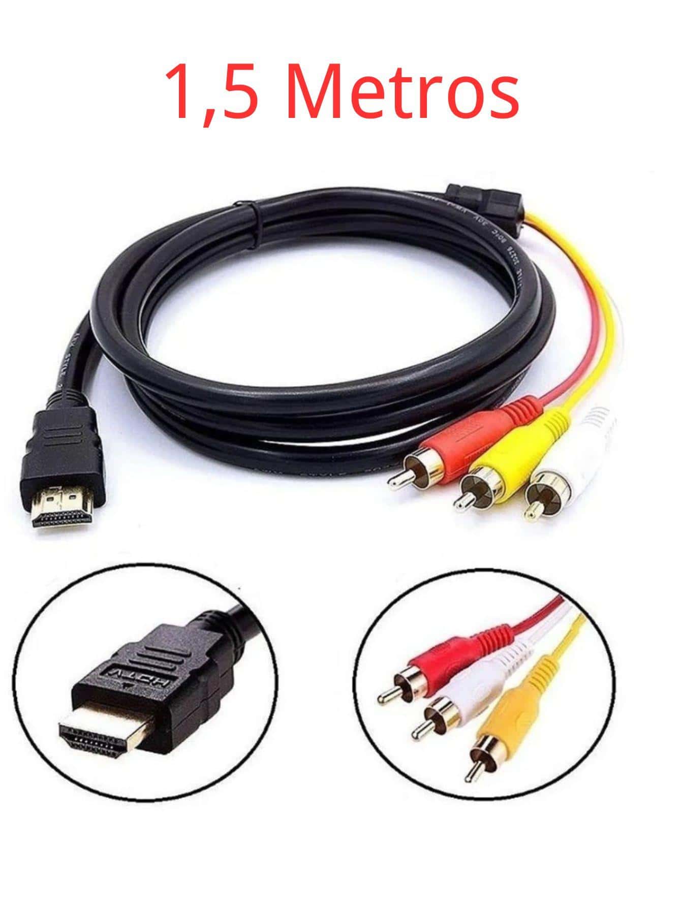 Cabo 3RCA com 1.5m - Preto - Visão 1