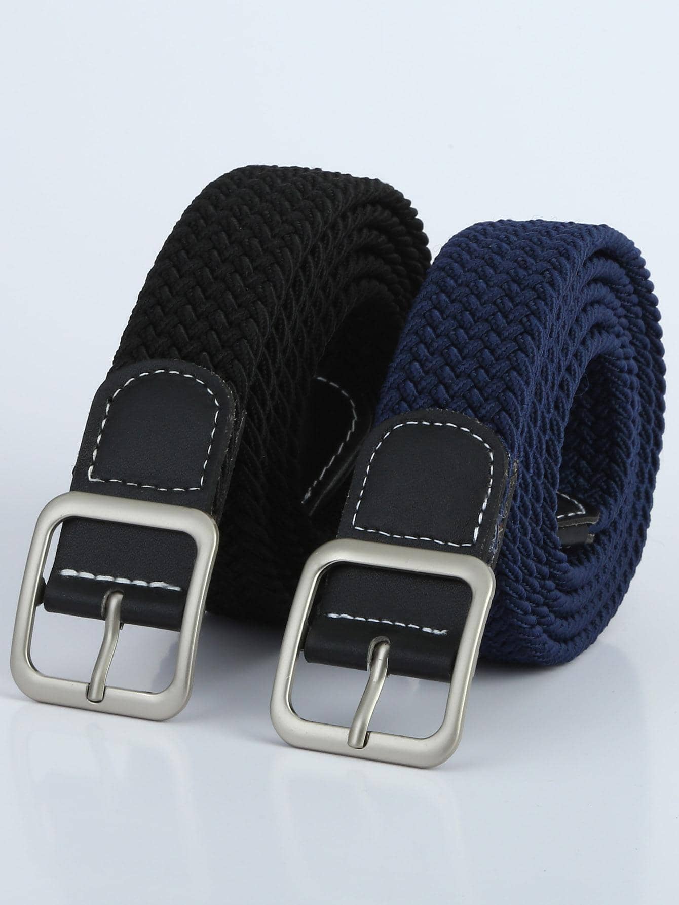 2 chiếc Unisex Khóa vuông Thắt lưng dệt thông thường cho cuộc sống hàng ngày - Nhiều màu - Xem 1