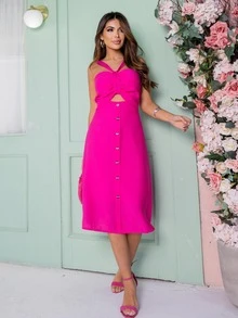 Women Dresses - Hot Pink - View 4
