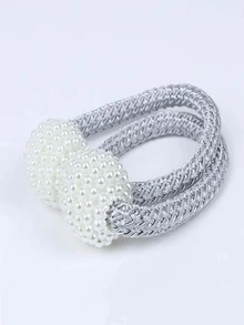 2 chiếc rèm giả trang trí bằng ngọc trai - Màu Xám nhạt - Xem 7