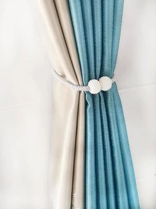 2 chiếc rèm giả trang trí bằng ngọc trai - Màu Xám nhạt - Xem 5