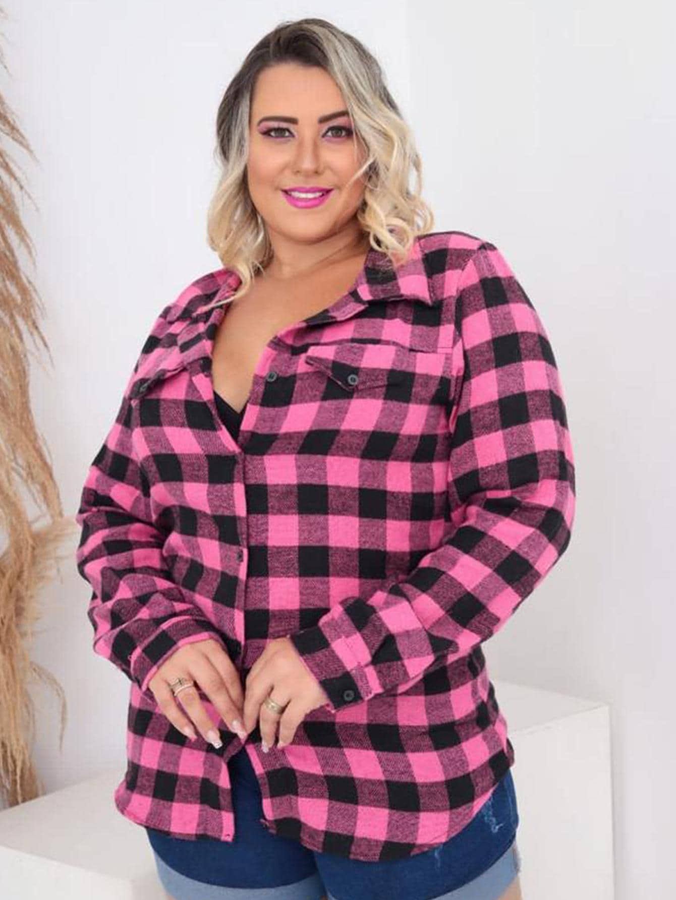 Plus Size Blouses - Bụi hồng - Xem 1