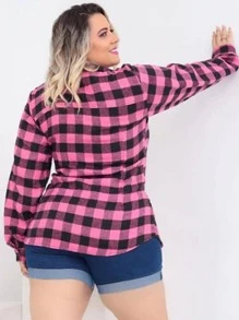 Plus Size Blouses - Bụi hồng - Xem 2