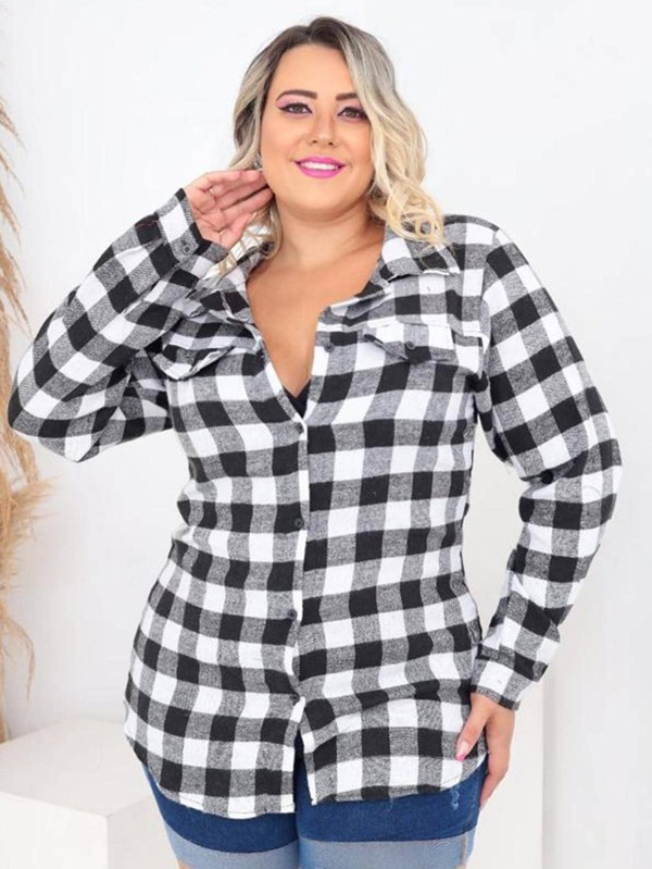 Camisa Xadrez PLUS SIZE G1 G2 G3 Camiseta Blusa Flanelada Tamanho Grande 46 48 50